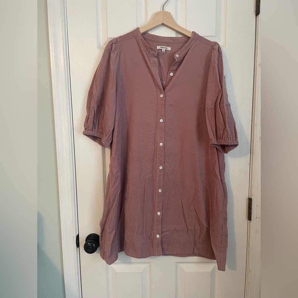 MADEWELL Puff Sleeve Corduroy Mini Dress Large